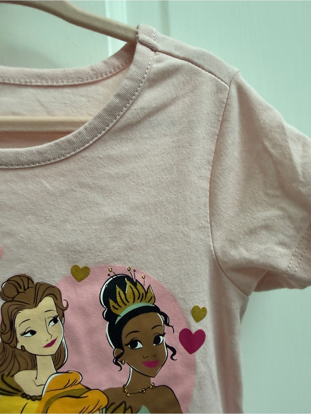 Disney Pink Girls' 4T Princess Heart Short Sleeve Graphic Tee Shirt Top Blouse - Picture 4 of 6